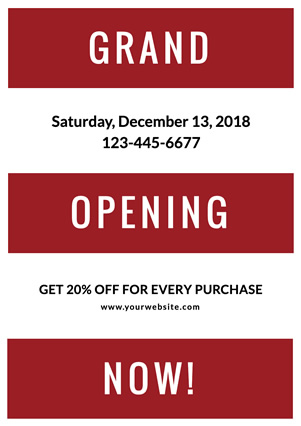 White and Red Bold Stripe Grand Opening Flyer Design
