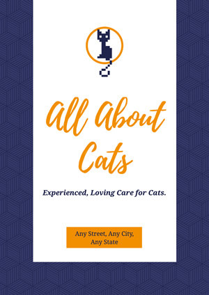 Blue and White Cat Care Service Poster  Design