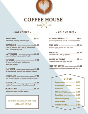 Coffee House Menu Design