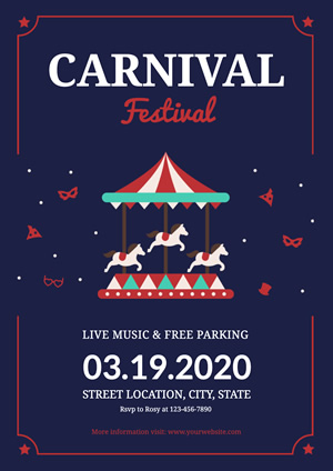 Blue Carousel Carnival Festival Poster Design