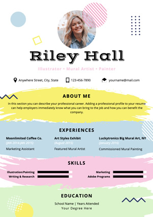 Artist Resume Resume Design