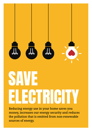 Yellow Save Electricity Poster Design