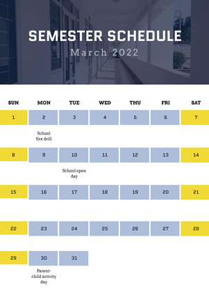 Semester Schedule Schedule Design