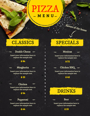 Pizza Menu Menu Design