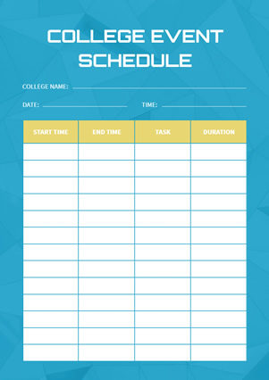 College Event Schedule Schedule Design
