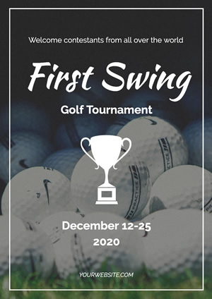 White Trophy Golf Tournament Poster Design