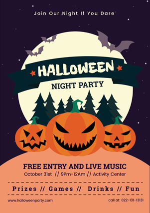 Grin Pumpkin Halloween Night Party Flyer Flyer Design