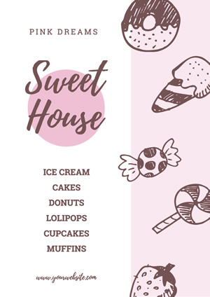 Cute Pink Sweet Shop Poster Design