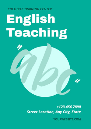 Green English Teaching Abc Poster Design