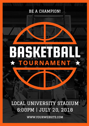 Orange Lined Basketball Tournament Poster Design