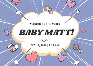 Cute Baby Birth Announcement Card Design