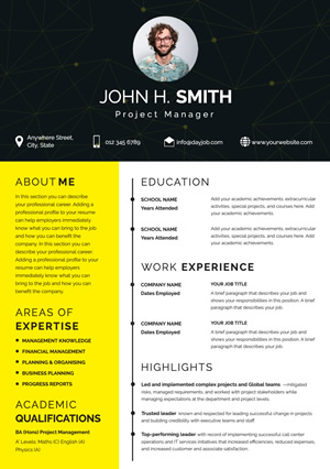 Modern Project Manager Resume Resume Design