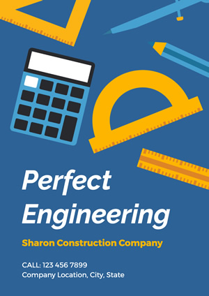 Blue Construction Company Engineering Poster Design
