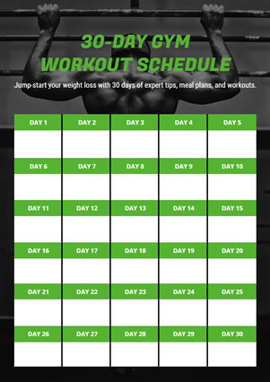 30 Day Gym Workout Schedule Design