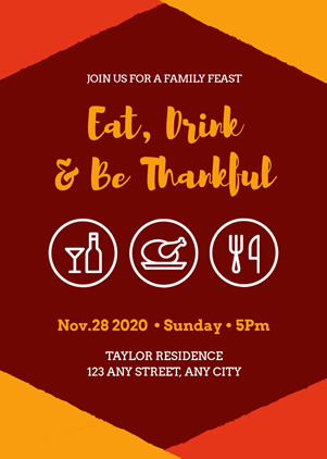 Thanksgiving Family Party Invitation Design