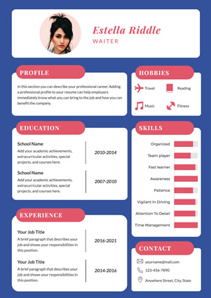 Waitress Resume Resume Design