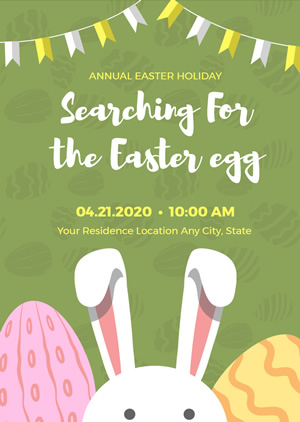 Cute Rabbit Easter Egg Invitation Design