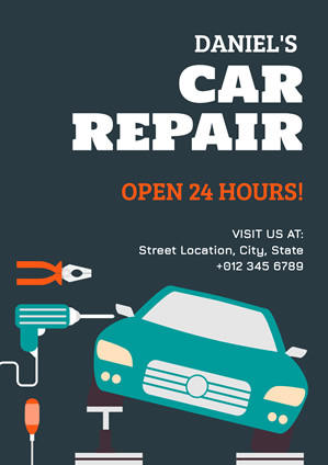 Blue Car Repair Poster Design