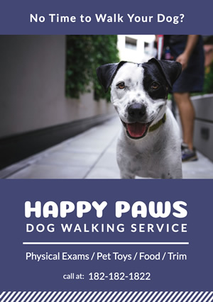 Blue Dog Walking Service Flyer Flyer Design