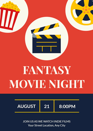 Colorful Movie Night Invitation Design