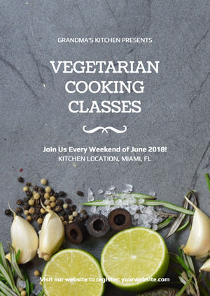 Fresh Vegetarian Cooking Classes Poster Design