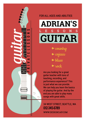 Education Guitar Class Flyer Design