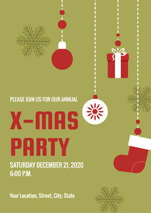 Decorative Green Christmas Party Poster Design