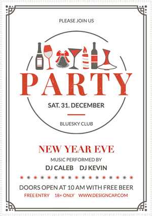 White New Year Eve Party Flyer Design