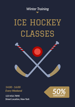 Ice Hockey Training Classes Discount Poster Poster Design