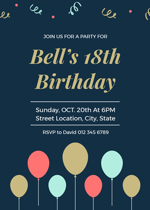 Cheering 18th Birthday Invitation Design