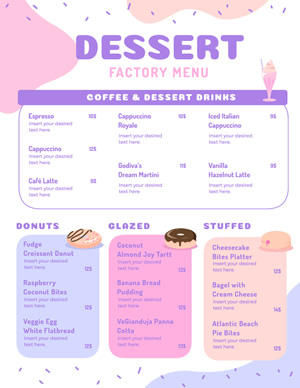 Dessert Factory Menu Menu Design