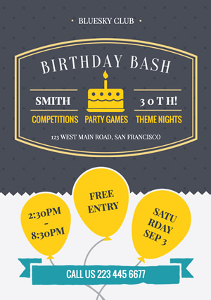 Birthday Bash Party Flyer Flyer Design