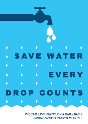 Blue and White Save Water Poster Design