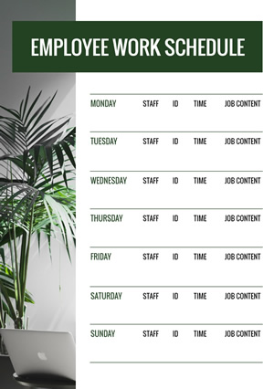 Employee Work Schedule Schedule Design