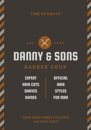 Brown Barber Shop Service Poster Poster Design