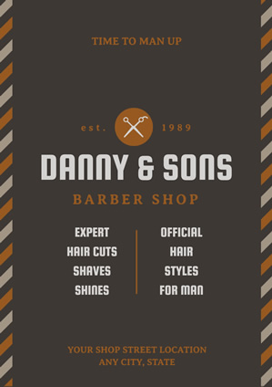 Brown Barber Shop Service Poster Design
