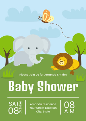 Cartoon Baby Shower Invitation Design