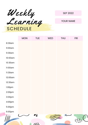 Weekly Learning Schedule Schedule Design