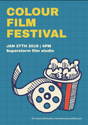 Blue Movie Festival Poster Poster Design