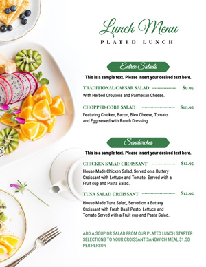 Plated Lunch Menu Design