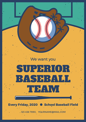 Yellow Baseball Team Recruitment Poster Design