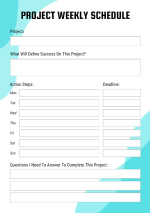 Project Weekly Schedule Schedule Design