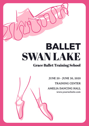 White and Pink Ballet Training Poster Design