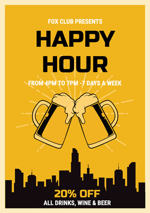 Yellow Happy Hour Poster Poster Design