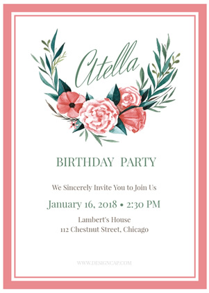 Floral Birthday Invitation Design