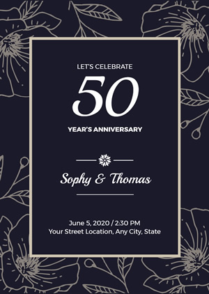 Floral 50th Anniversary Invitation Design
