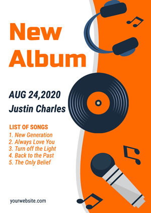 White and Orange New Album Promotional Poster Poster Design