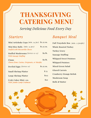 Thanksgiving Catering Menu Design