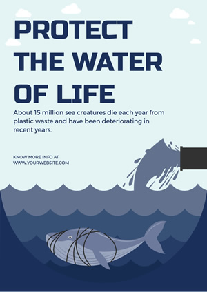 Blue Whale Water Pollution Poster Design
