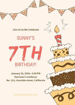 7th Birthday Invitation Design